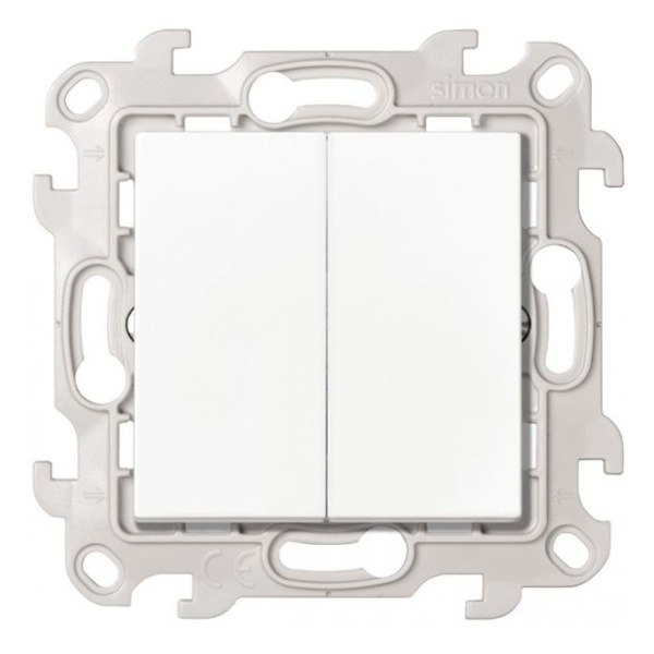 Двухклавишный кнопочный выключатель Simon 24 Harmonie, белый