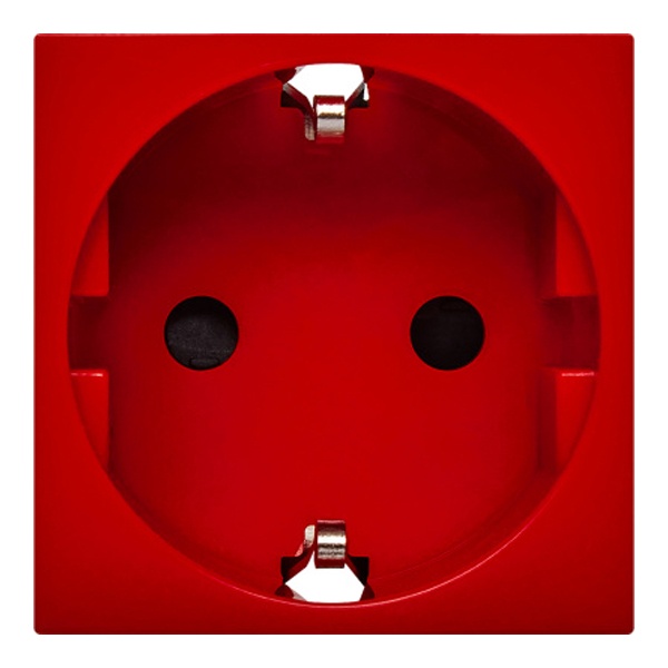 Розетка Daccord Metra45 2К+З со шторками автозажим 2М, красная (аналог 077218 Mosaic)