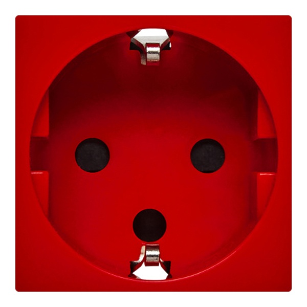 Розетка Daccord Metra45 2К+З со шторками и блокировкой автозажим 2М, красная (аналог 077214 Mosaic)