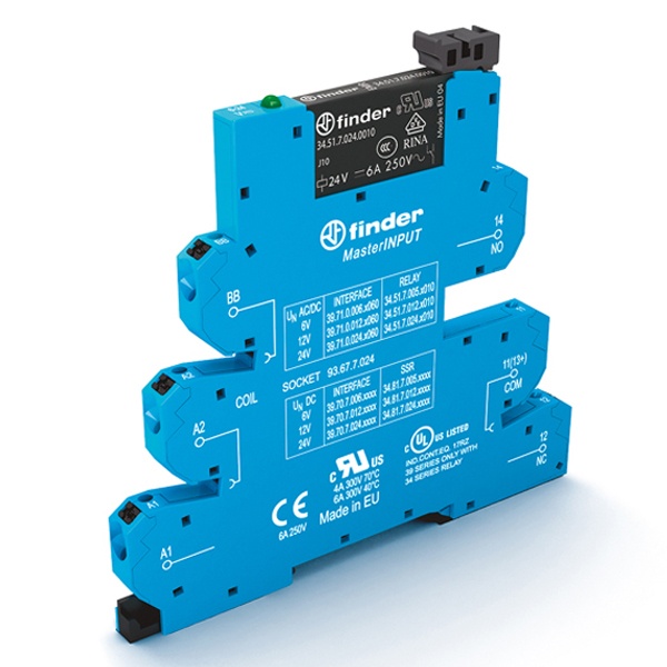Интерфейсный модуль Finder (34.51.7.060.0010+93.63.7.220) MasterPLUS 1CO 6А AgNi 220В DC