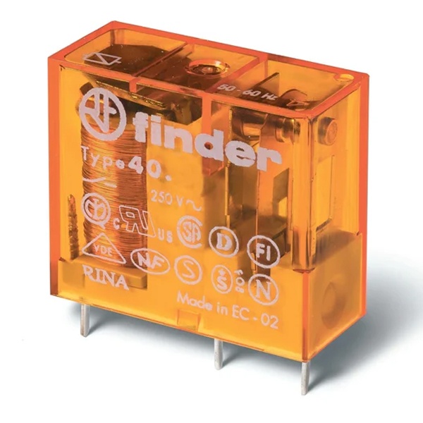 Миниатюрное реле Finder 1CO 10A шаг 3,5мм AgNi 230В AC