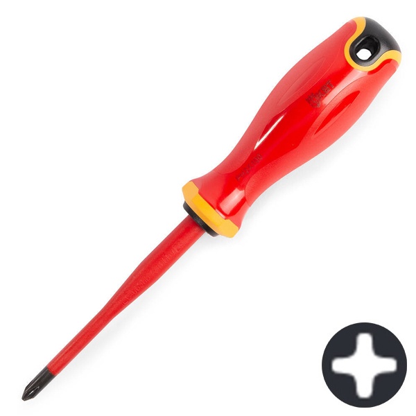 Отвертка КВТ диэлектрическая PH2x100 мм Слим для работ под напряжением до 1000 В