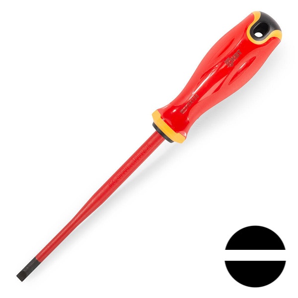 Отвертка КВТ диэлектрическая шлицевая 5.5x125 мм Слим для работ под напряжением до 1000 В