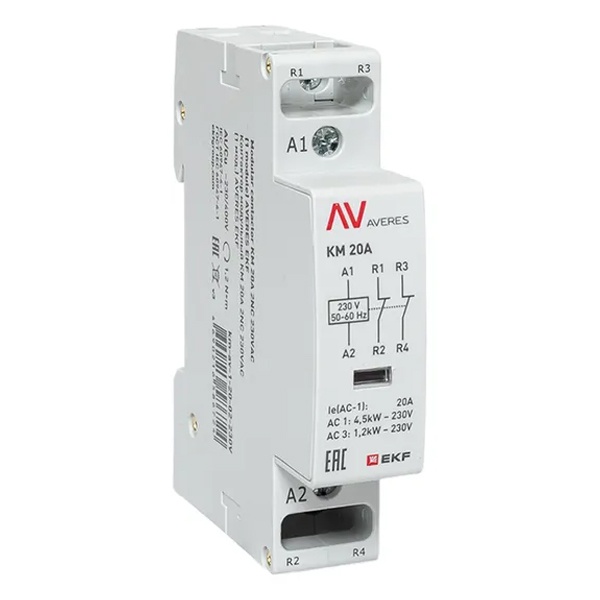 Контактор модульный EKF Averes КМ 20А 2NC 230В AC 1 модуль