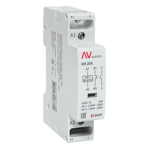 Контактор модульный EKF Averes КМ 20А 1NO+1NC 230В AC 1 модуль