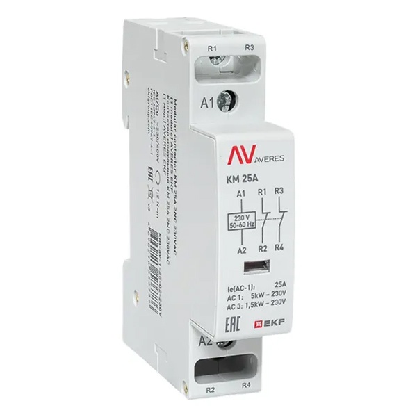 Контактор модульный EKF Averes КМ 25А 2NC 230В AC 1 модуль