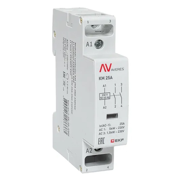 Контактор модульный EKF Averes КМ 25А 2NO 230В AC 1 модуль