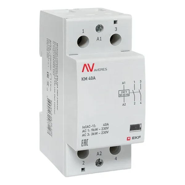 Контактор модульный EKF Averes КМ 40А 2NO 230В AC 2 модуля