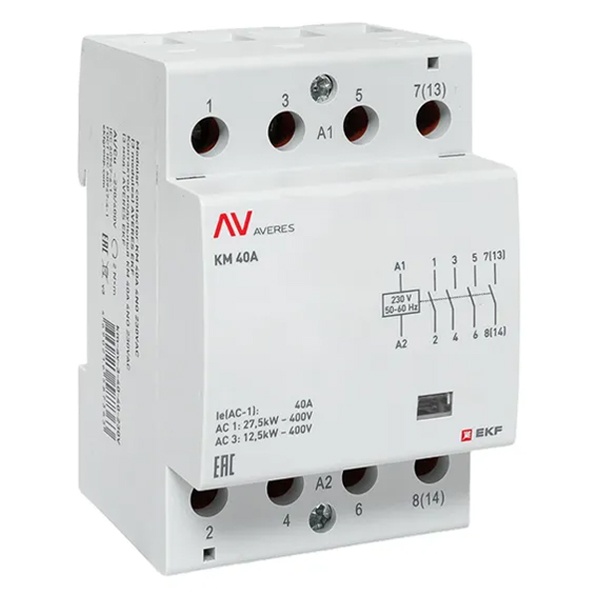 Контактор модульный EKF Averes КМ 40А 4NO 230В AC 3 модуля