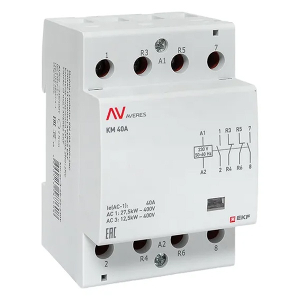Контактор модульный EKF Averes КМ 40А 2NO+2NC 230В AC 3 модуля