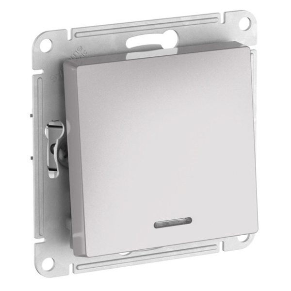 Одноклавишный переключатель с подсветкой SE AtlasDesign 10A быстрозажимные клемм, алюминий [уп 5 шт]