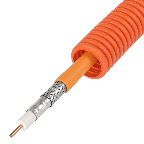 Кабель в гофре ПНД DKC 20мм оранжевая, коаксиальный SAT нг(А)-HF (100м)