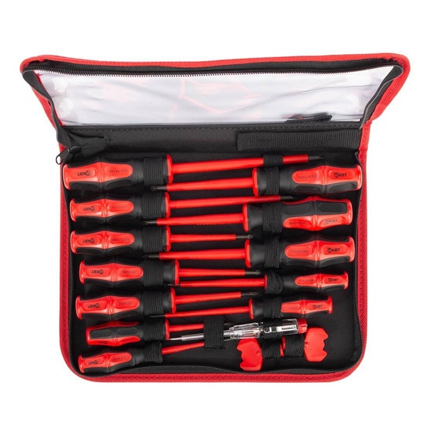 Набор диэлектрических отверток КВТ НИО-15 Профи для работ под напряжением до 1000 В (13 отверток)