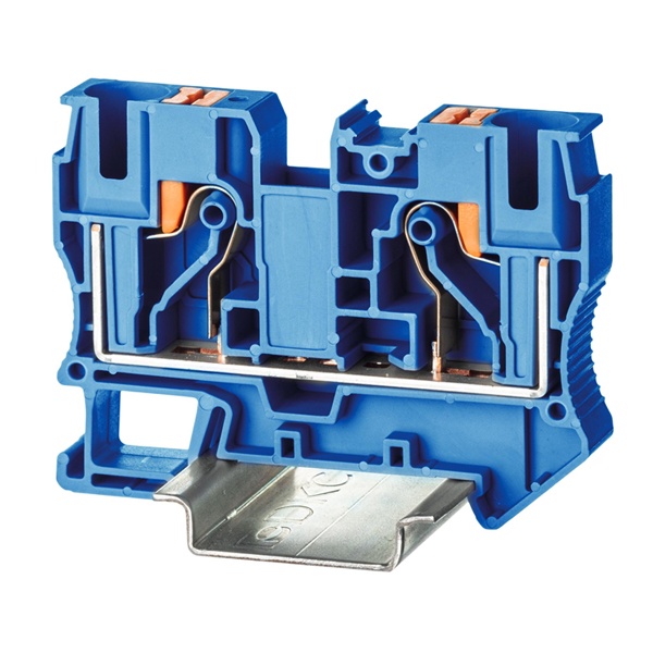 Клемма проходная DKC Nuputuk 10 кв.мм зажим push-in 2 точки подключения синяя