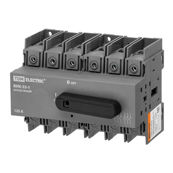 Рубильник TDM ВНК-33-1 3П 125А реверсивный с установленной фронтальной ручкой управления (выключатель нагрузки)
