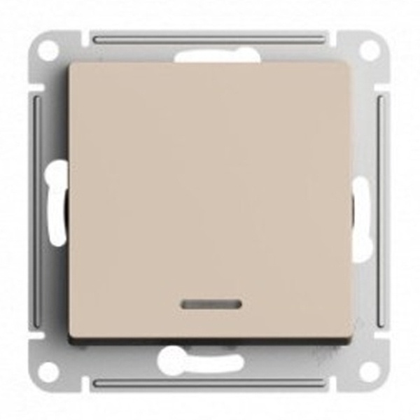 Одноклавишный выключатель с подсветкой SE AtlasDesign 10A быстрозажимные клеммы, песочный [уп 5 шт]