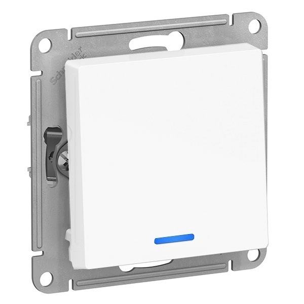 Одноклавишный переключатель с подсветкой SE AtlasDesign 10A быстрозажимные клеммы, белый [уп 10 шт]