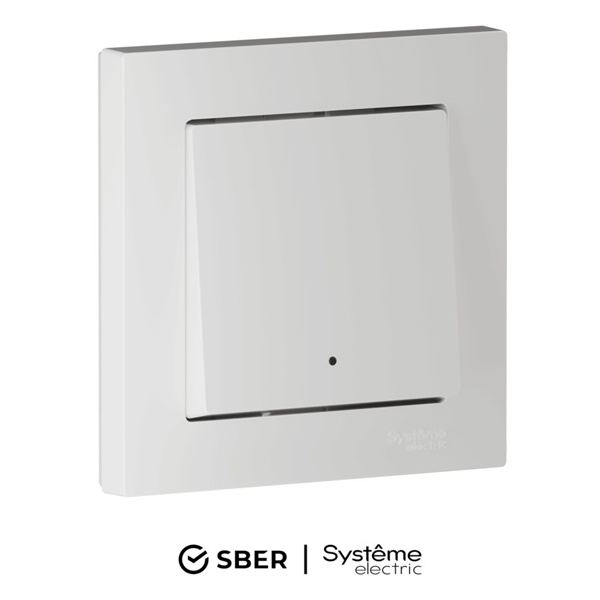 Умный одноклавишный выключатель AtlasDesign Sber & Systeme Electric 10А Zigbee L+N, белый