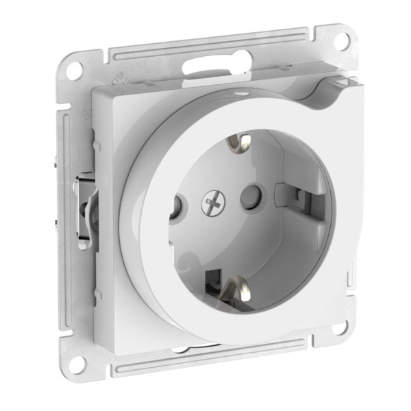 Розетка с заземлением со шторками с выталкивателем SE AtlasDesign 16А быстрозажимные клеммы, белый