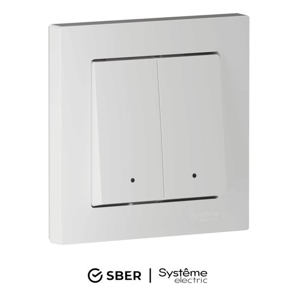 Умный двухклавишный выключатель AtlasDesign Sber & Systeme Electric 10А Zigbee L+N, белый