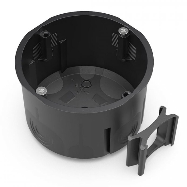 Коробка установочная Промрукав 60-0710-9005СП двухкомпонентная для сплошных стен черная 68х47 мм