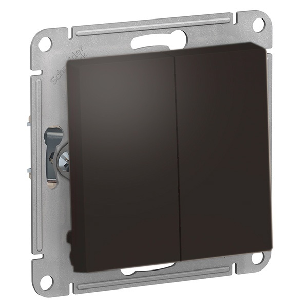 Двухклавишный выключатель SE AtlasDesign 10A быстрозажимные клеммы, мокко [уп 10 шт]