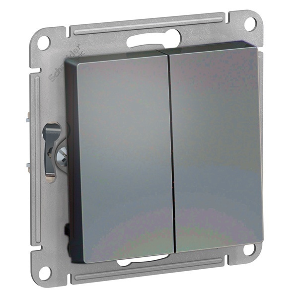 Двухклавишный переключатель SE AtlasDesign 10A быстрозажимные клеммы, грифель [уп 10 шт]