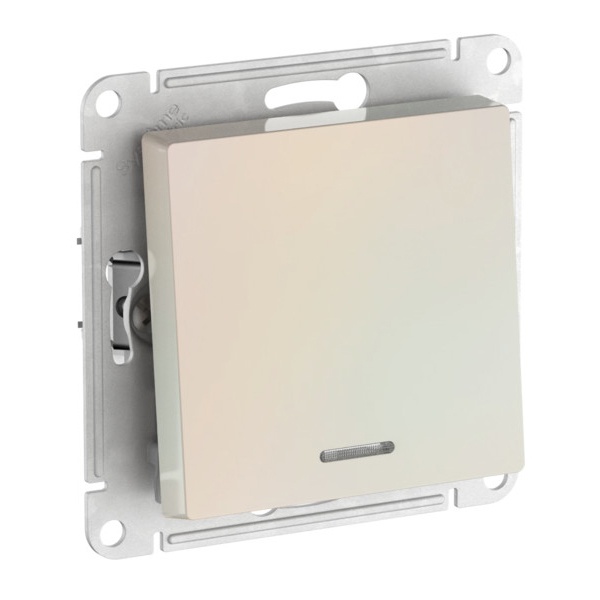 Одноклавишный выключатель с подсветкой SE AtlasDesign 10A быстрозажимные клеммы, жемчуг [уп 10 шт]