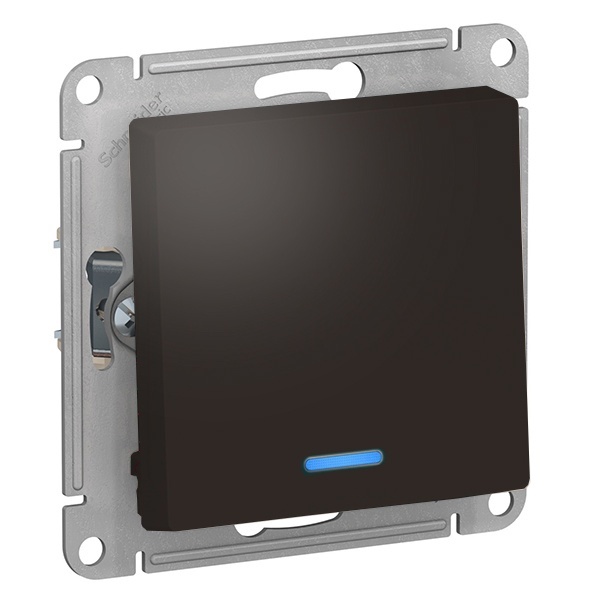 Одноклавишный выключатель с подсветкой SE AtlasDesign 10A быстрозажимные клеммы, мокко [уп 10 шт]