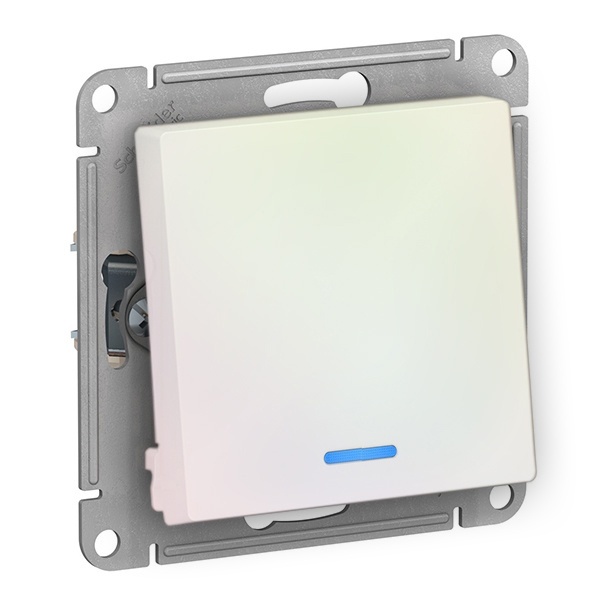 Одноклавишный переключатель с подсветкой SE AtlasDesign 10A быстрозажимные клеммы, жемчуг [уп 5 шт]