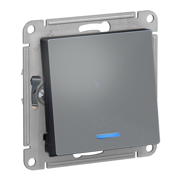 Одноклавишный переключатель с подсветкой SE AtlasDesign 10A быстрозажимные клеммы, грифель [уп 5 шт]