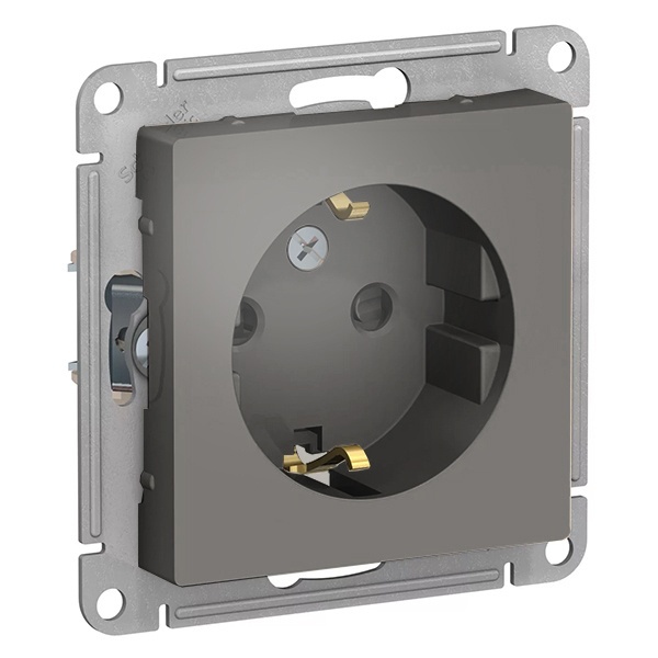 Розетка с заземлением со шторками SE AtlasDesign 16А быстрозажимные клеммы, сталь [уп 5 шт]