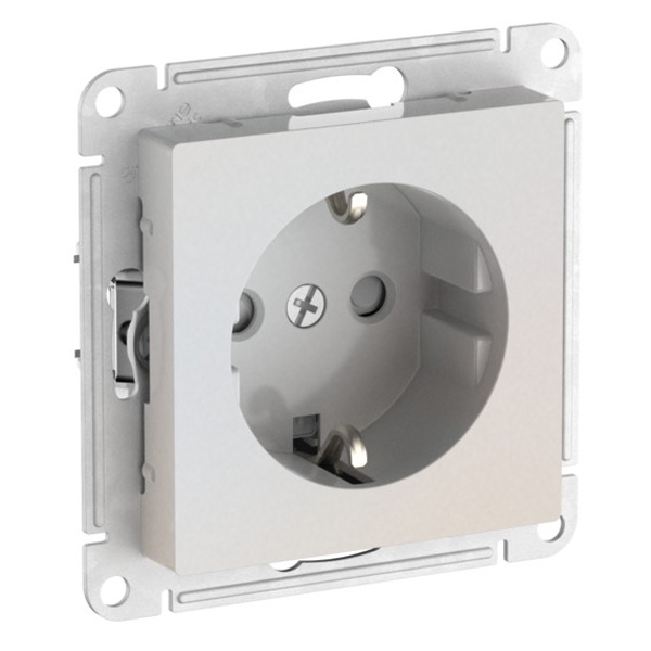 Розетка с заземлением со шторками SE AtlasDesign 16А быстрозажимные клеммы, жемчуг [уп 10 шт]