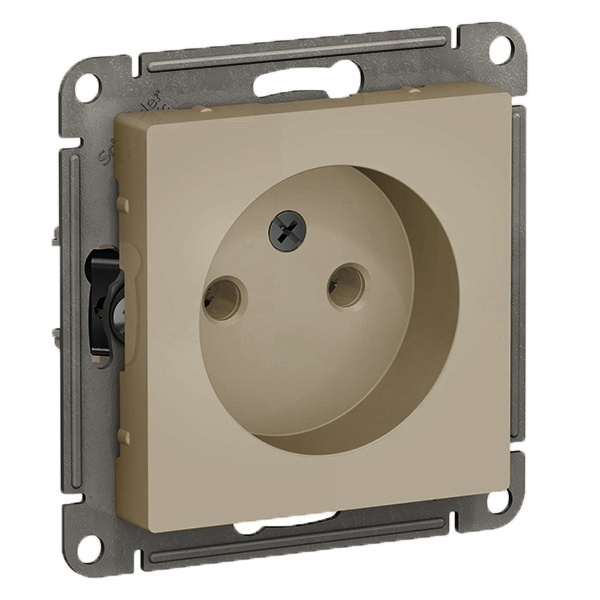 Розетка без заземления SE AtlasDesign 16А быстрозажимные клеммы, шампань [уп 10 шт]