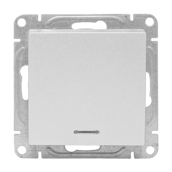 Механизм выключателя 1-клавишного EKF с подсветкой 10А Эпика алюминий