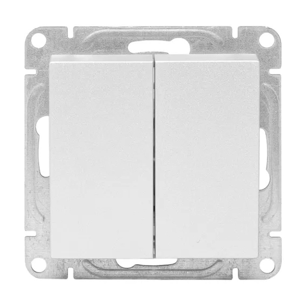 Механизм выключателя 2-клавишного EKF 10А Эпика алюминий