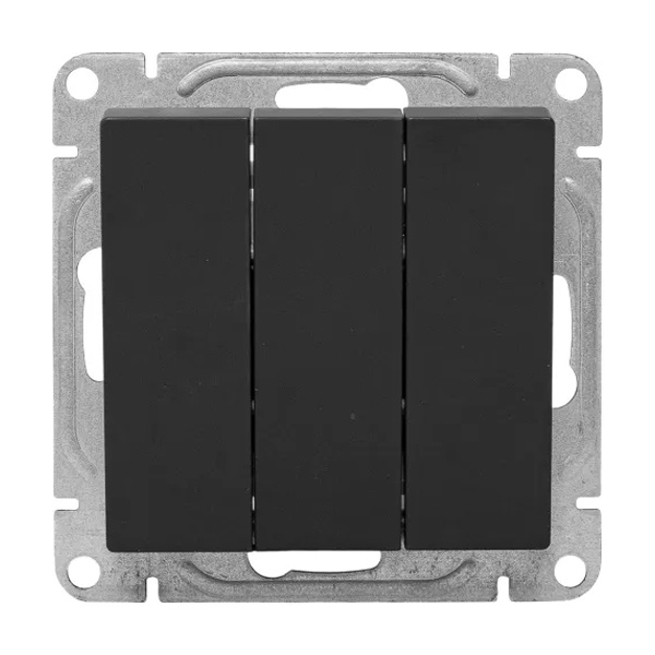 Механизм выключателя 3-клавишного EKF 10А Эпика черный