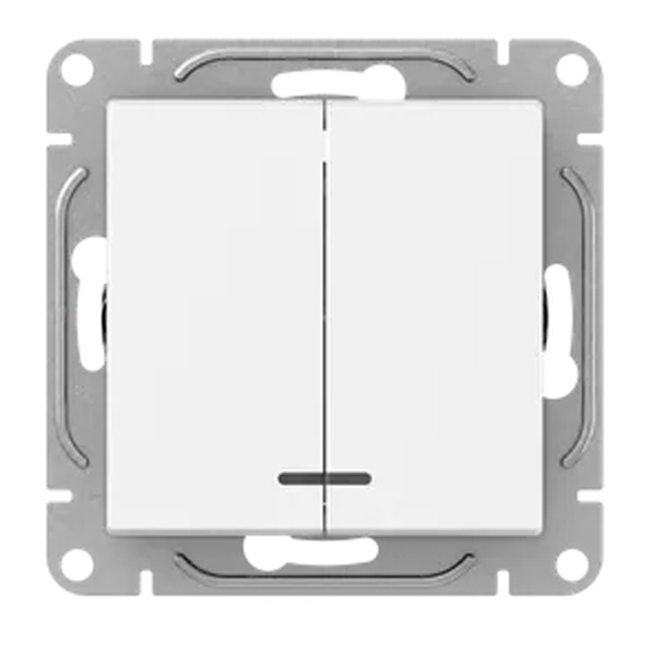 Механизм выключателя 2-клавишного EKF с подсветкой 10А Эпика белый