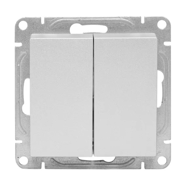 Механизм переключателя 2-клавишного EKF перекрестного 10А Эпика алюминий