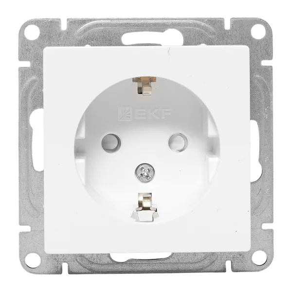 Механизм розетки EKF 2P+E 16А с защитными шторками Эпика белый