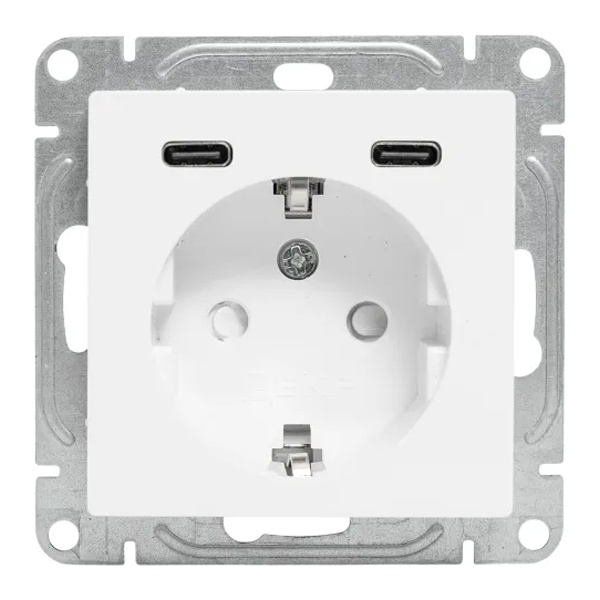 Механизм розетки EKF 2P+E 16А с USB-C - 2шт со шторками Эпика белый