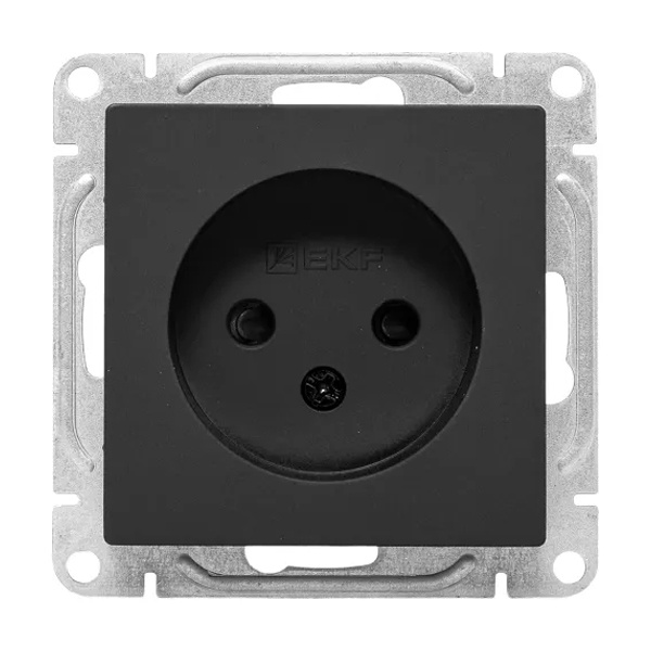 Механизм розетки EKF 2P без заземления 16А с защитными шторками Эпика черный