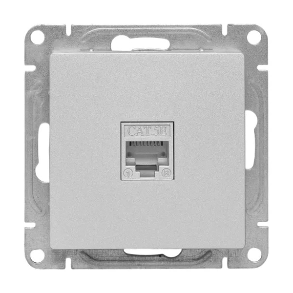 Механизм компьютерной розетки EKF RJ45 кат.5 Эпика алюминий