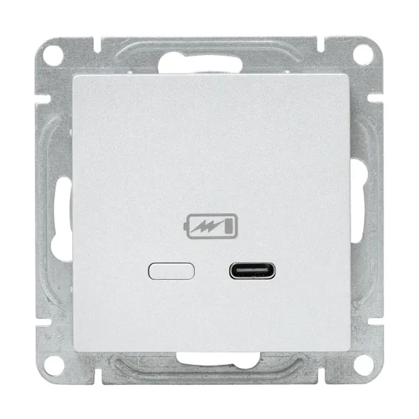 Механизм зарядной розетки EKF USB тип C быстрая зарядка Эпика алюминий