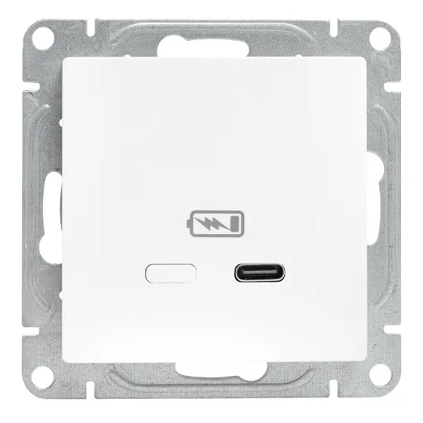 Механизм зарядной розетки EKF USB тип C быстрая зарядка Эпика белый