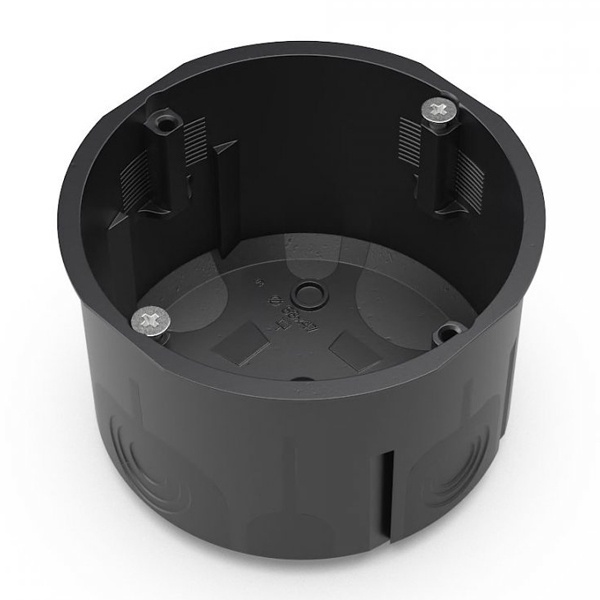 Коробка установочная Промрукав 60-0710-9005См двухкомпонентная для сплошных стен черная 68х47 мм