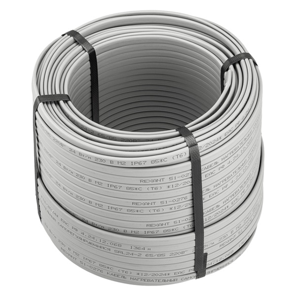 Кабель греющий пищевой саморегулирующийся Rexant SRL24-2 неэкранированный 24Вт/м бухта 100м