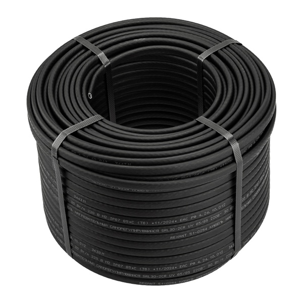 Кабель нагревательный саморегулирующийся Rexant с УФ-защитой SRL30-2CR UV экран 30Вт/м бухта 100м