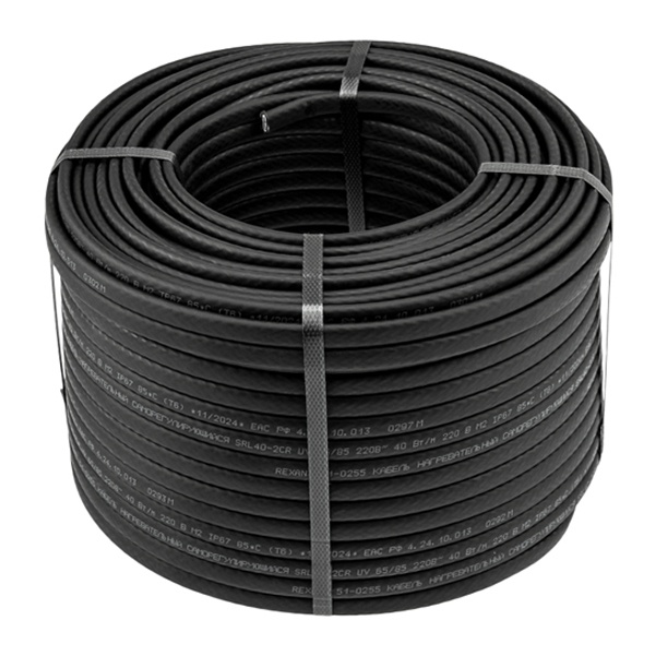 Кабель нагревательный саморегулирующийся Rexant с УФ-защитой SRL40-2CR UV экран 40Вт/м бухта 100м