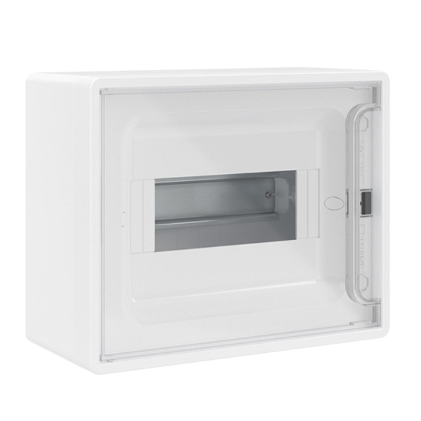 Щиток настенный DKC FRAME 8 модулей с прозрачной дверцей с шиной IP40 белый